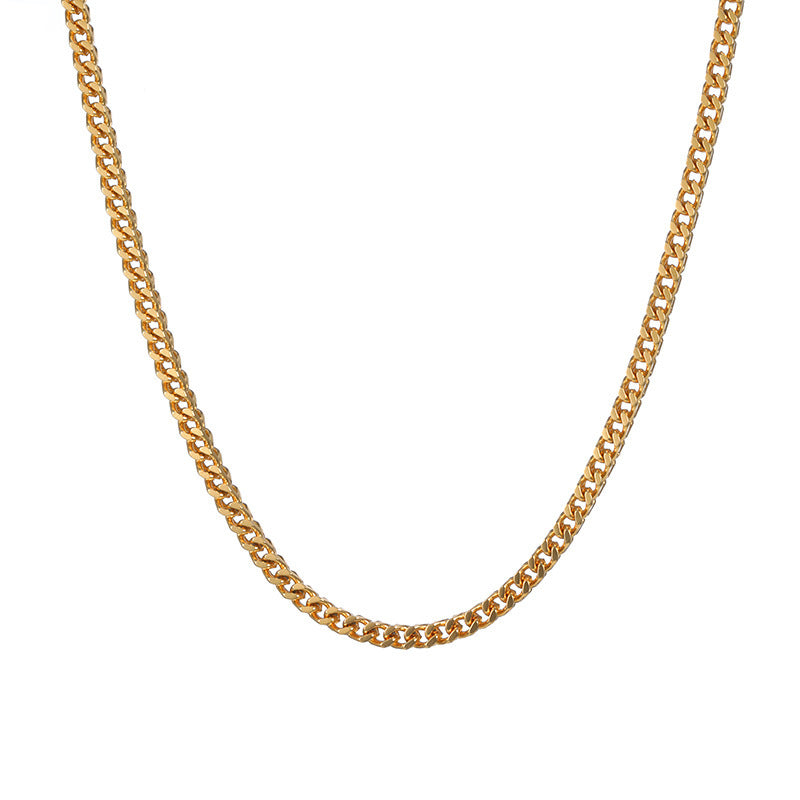 Unisex Titanium Steel French Retro Cuban Link Chain Versatile